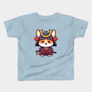 cute corgi samurai warrrior Kids T-Shirt